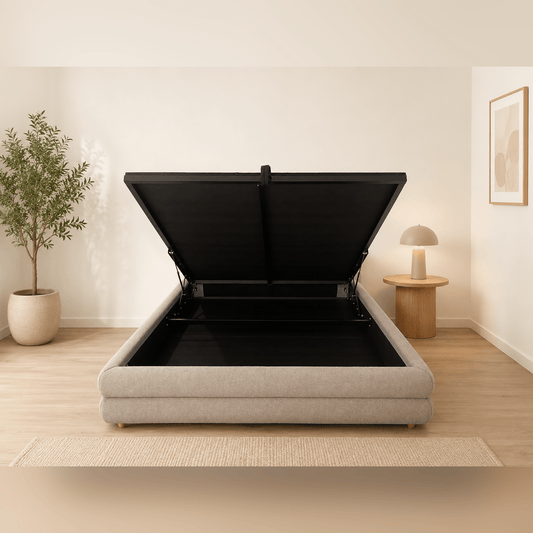 Cove Queen Gas Lift Storage Bed – Upholstered Bed Frame - Best Beds