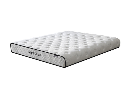White mattress with 'Night Cloud' branding on a white background