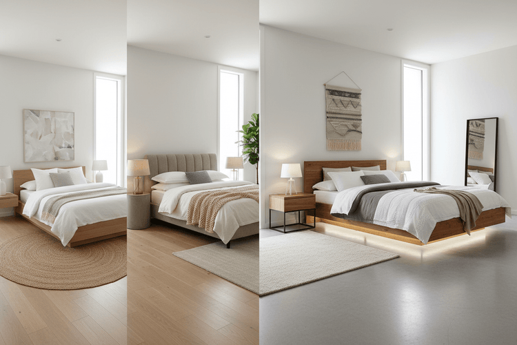 Range of bed frames in different styles