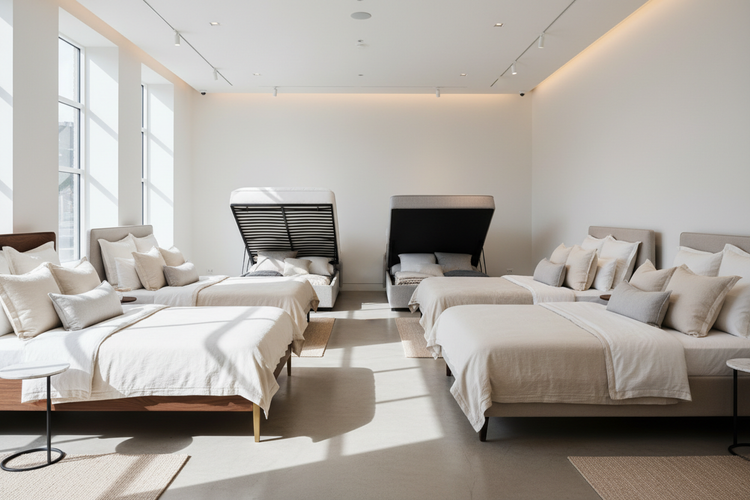 mattress showroom for reference showing beds, mattresses