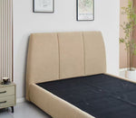 Beige upholstered bed with gas lift