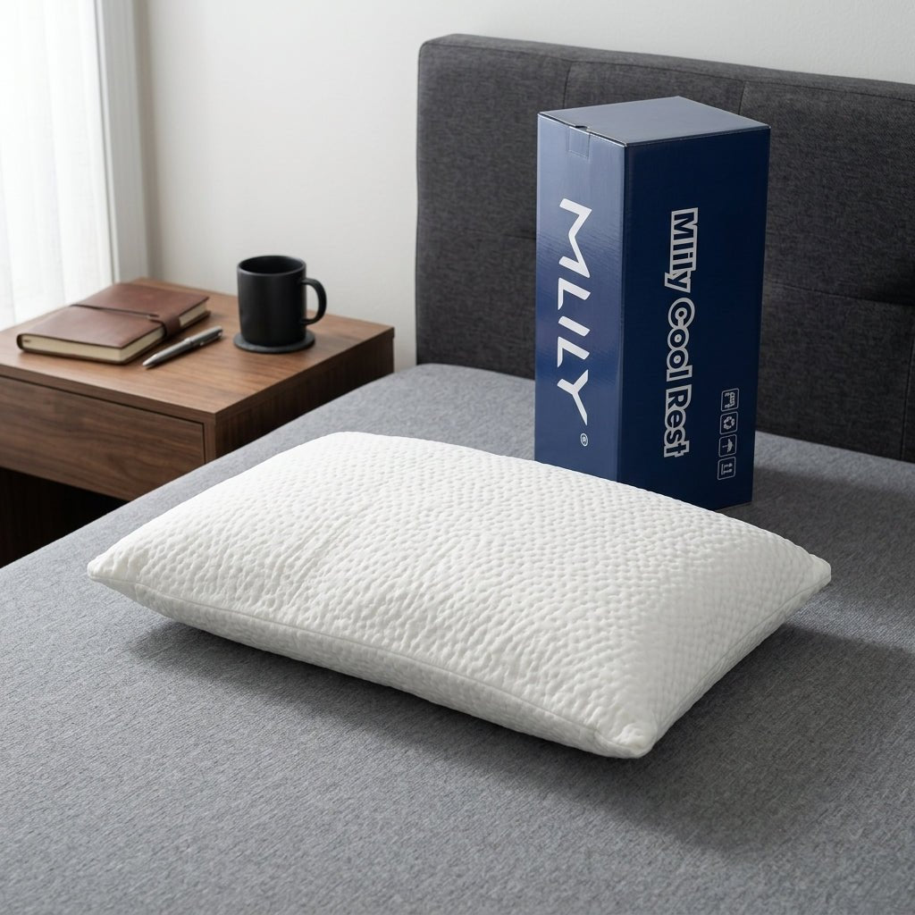 MLILY Cool Rest Rolled Shredded Memory Foam Pillow – Ice Fabric Cover - Best Beds