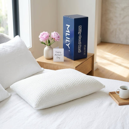 MLILY Cool Rest Rolled Shredded Memory Foam Pillow – Ice Fabric Cover - Best Beds