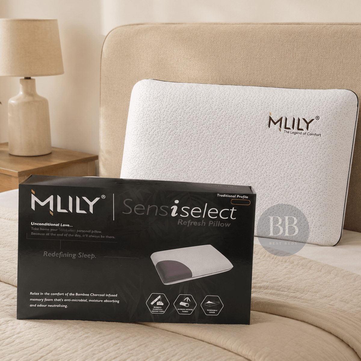 MLILY Refresh Bamboo Charcoal Pillow – Traditional & Contour - Best Beds